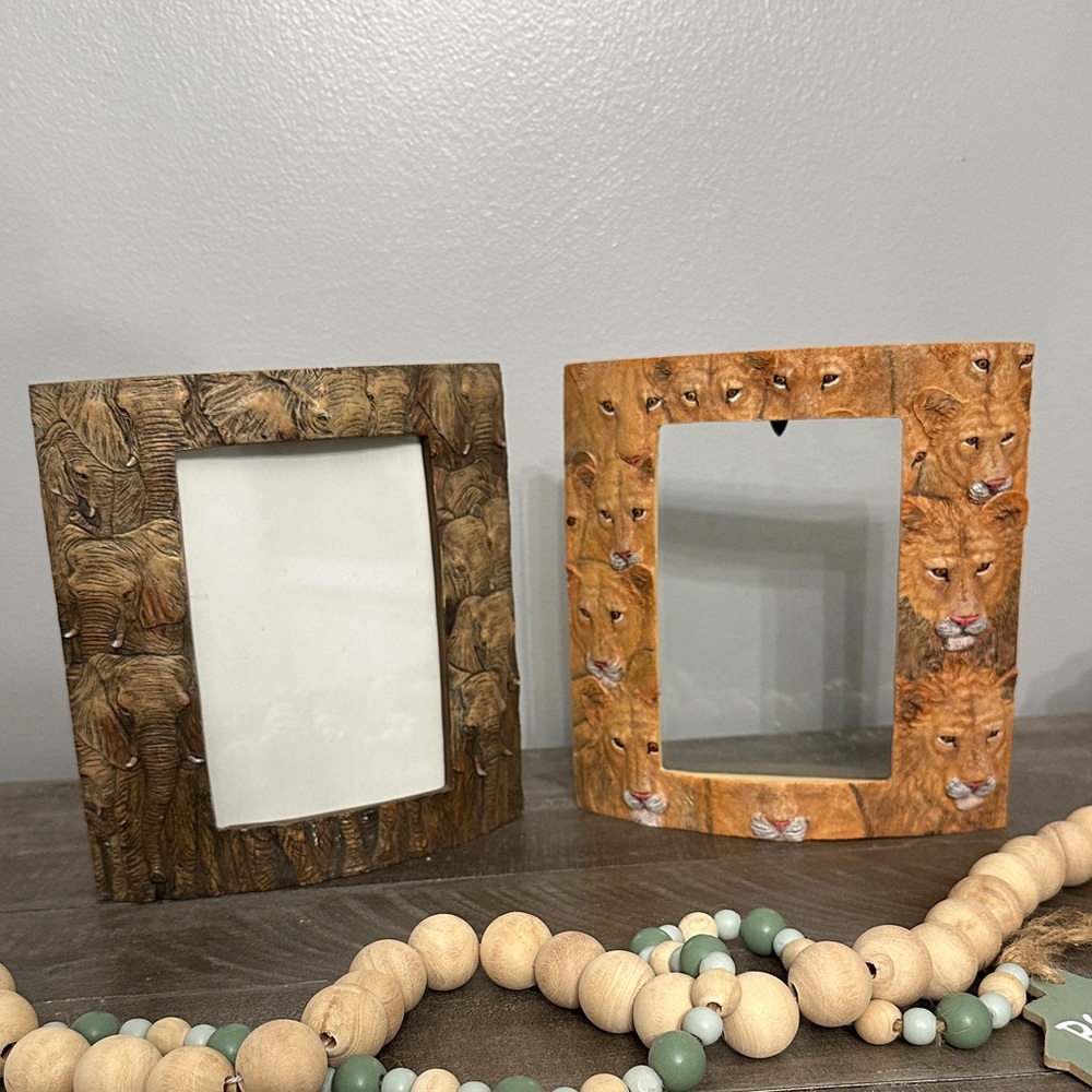Lion and Elephant Curved Stand Alone Photo Frames